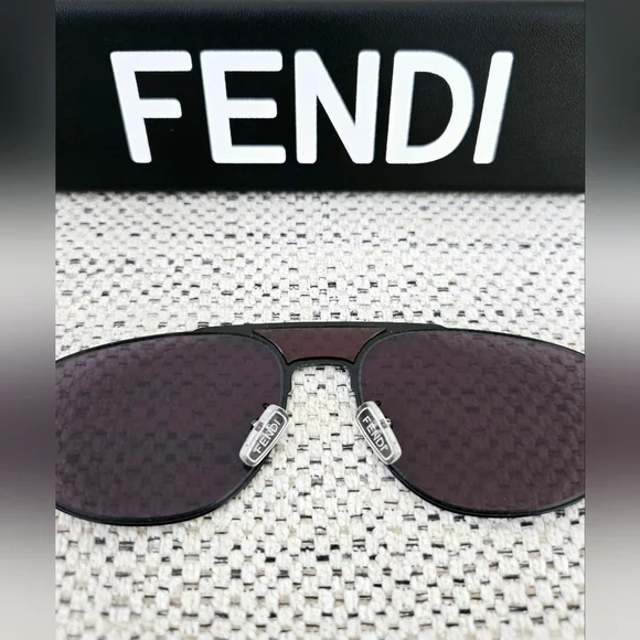 NWT FENDI Black Metal Sunglasses with Dark Oval Lenses - Picture 11 of 15